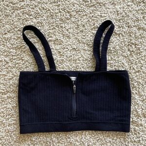 Forever 21 ribbed crop tank top with zipper front. Size large. Like new, cute!!!